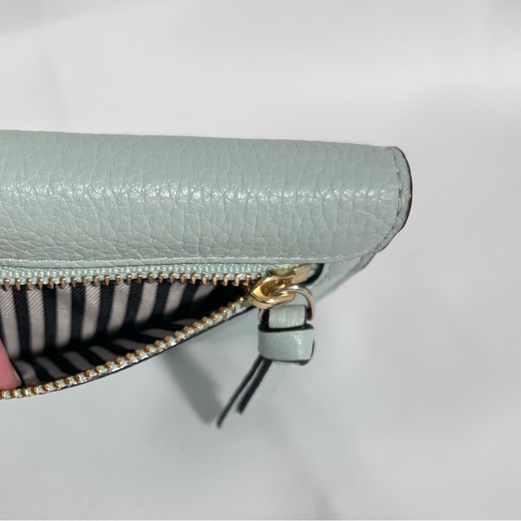 Kate Spade Jackson St Jada Pebbled Leather Trifold Wallet Light Blue/Green - Picture 5 of 9
